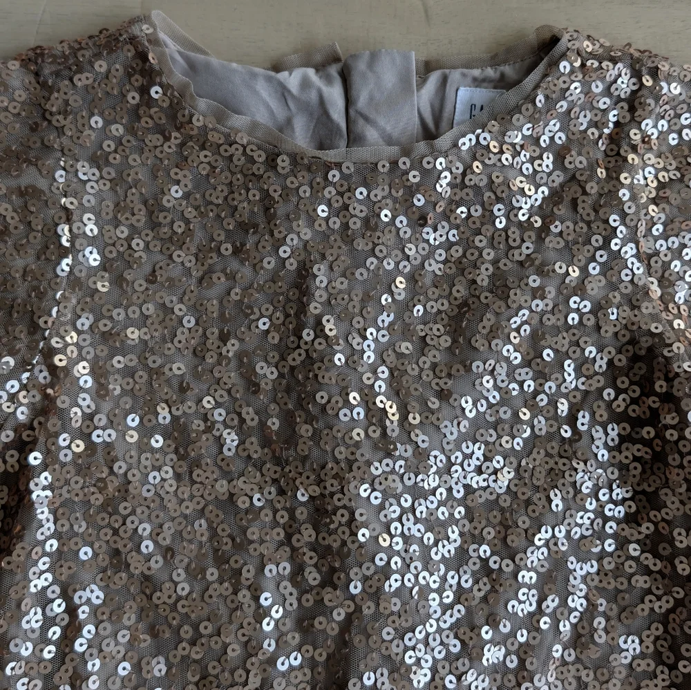 GAP Kids Rose gold Sequin Party‎ Dress (Size Small)
